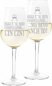 Colorfamily Coppia Calici Divertenti Set da 2 calici Vino Il Suo Compleanno ma Bevo anch'io Matri... | Amazon (IT)