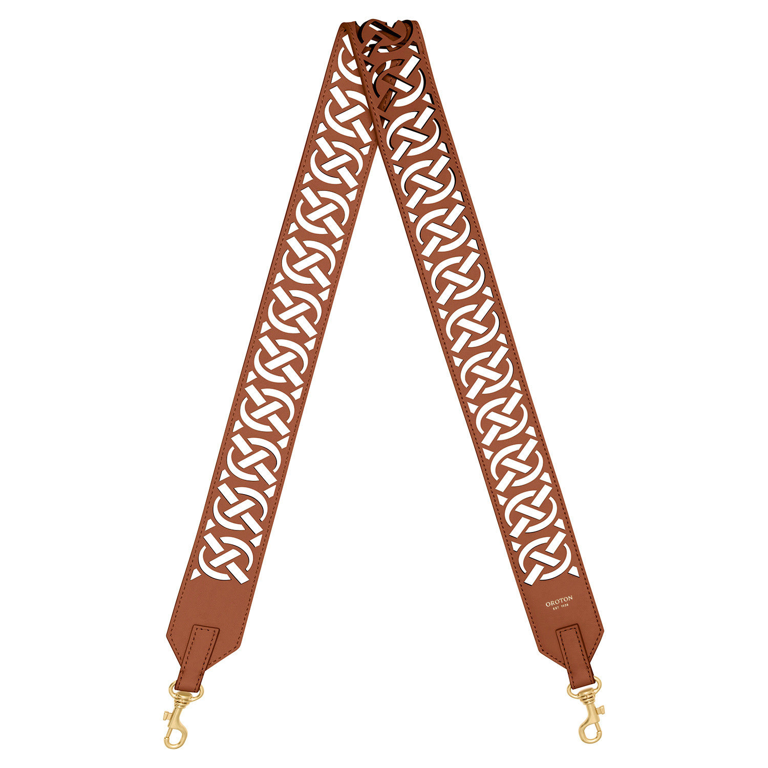 Logo Laser Cut Bag Strap - Brandy | Oroton | Oroton