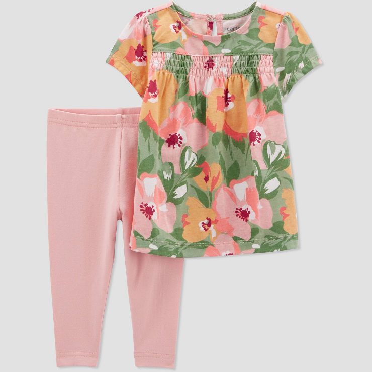 Carter's Just One You® Baby Girls' Floral Short Sleeve Top & Bottom Set | Target