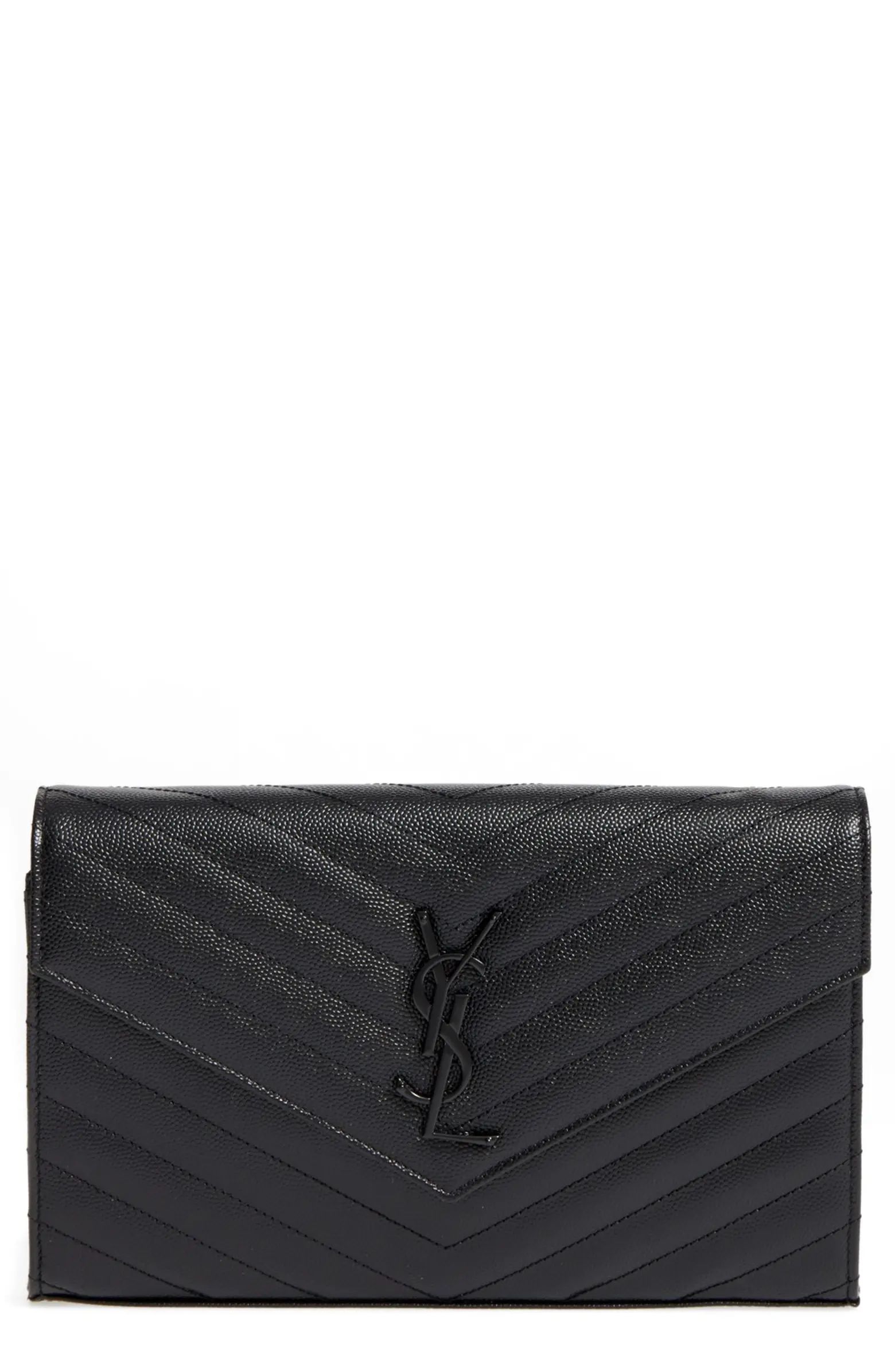 Saint Laurent Monogram Quilted Leather Wallet on a Chain | Nordstrom | Nordstrom