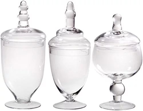 Palais Glassware Clear Glass Apothecary Jars - Set of 3 - Wedding Candy Buffet Containers | Walmart (US)