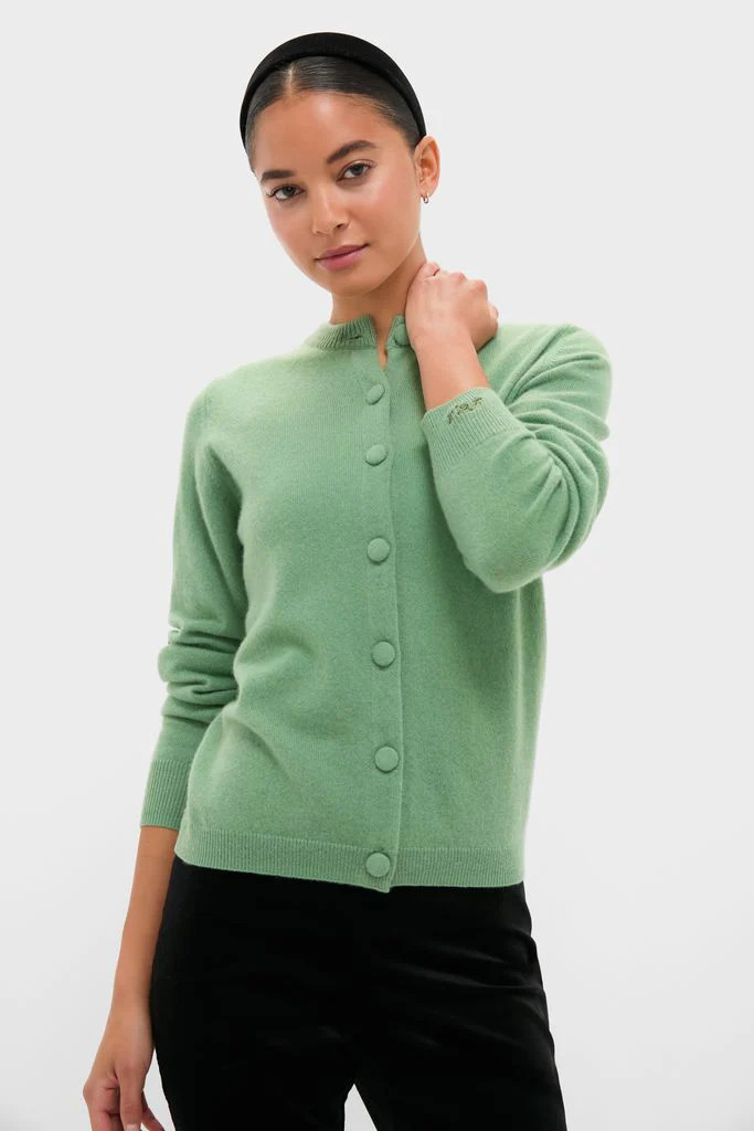 Meadow Green Cashmere Covered Button Quinn Cardigan | Tuckernuck (US)
