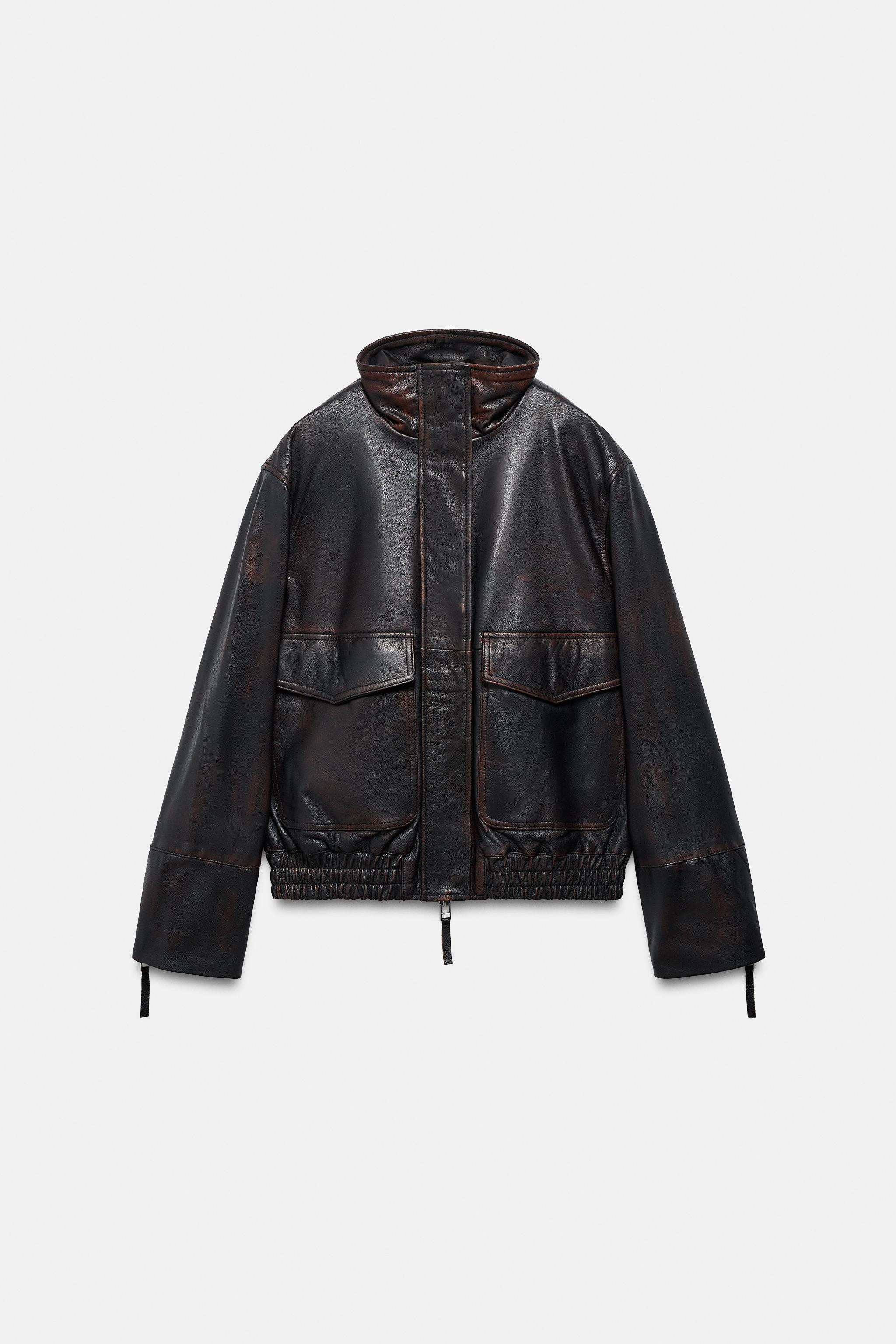 100% LEATHER BOMBER JACKET ZW COLLECTION LIMITED EDITION | Zara US