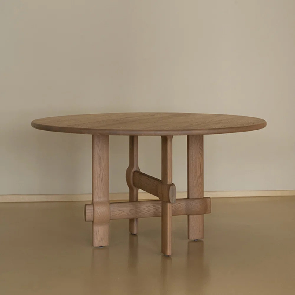 Modern simple round solid wood dining table | Wayfair North America