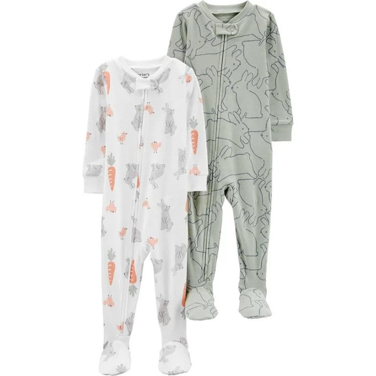 Carter's Child of Mine Baby Unisex Easter One-Piece Pajama, 2-Pack, Sizes 12-24M | Walmart (US)