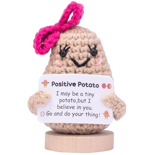 CoFuBcad Funny Knitted for Positive Potato Toy with Positive Card, Cute Knitted Crochet Potato Doll Toy for Parties, Christmas Decorations, and Encouragement and Room Decoration | Amazon (US)