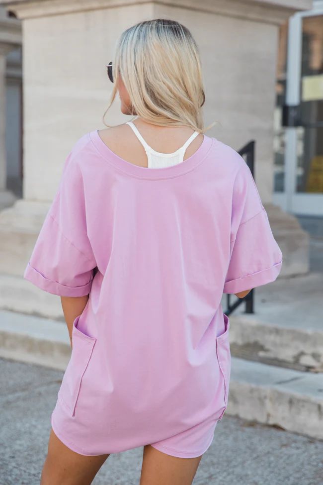 On A Daily Basis Orchid Deep V-Neck Pocketed Romper | Pink Lily