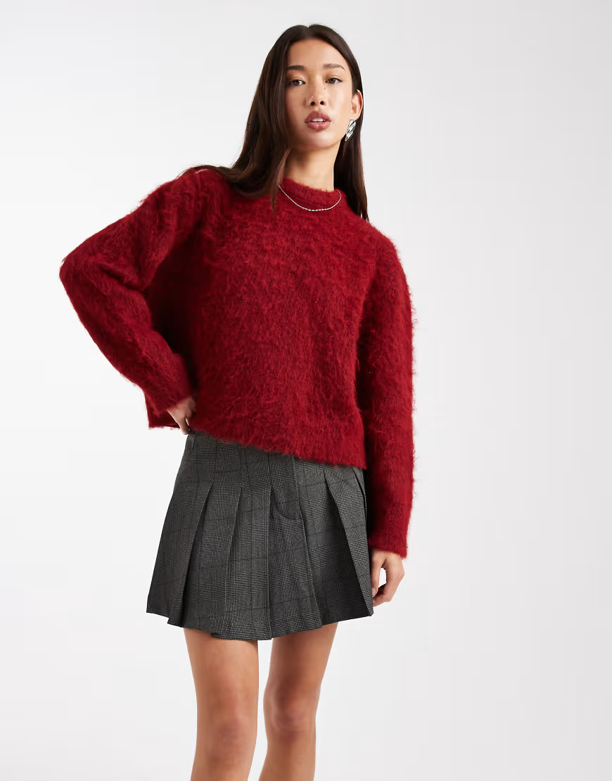 ASOS DESIGN pleated mini skirt in gray plaid | ASOS (Global)