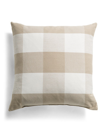 22X22 Classic Oversized Gingham Feather Filled Pillow, Cotton | TJ Maxx