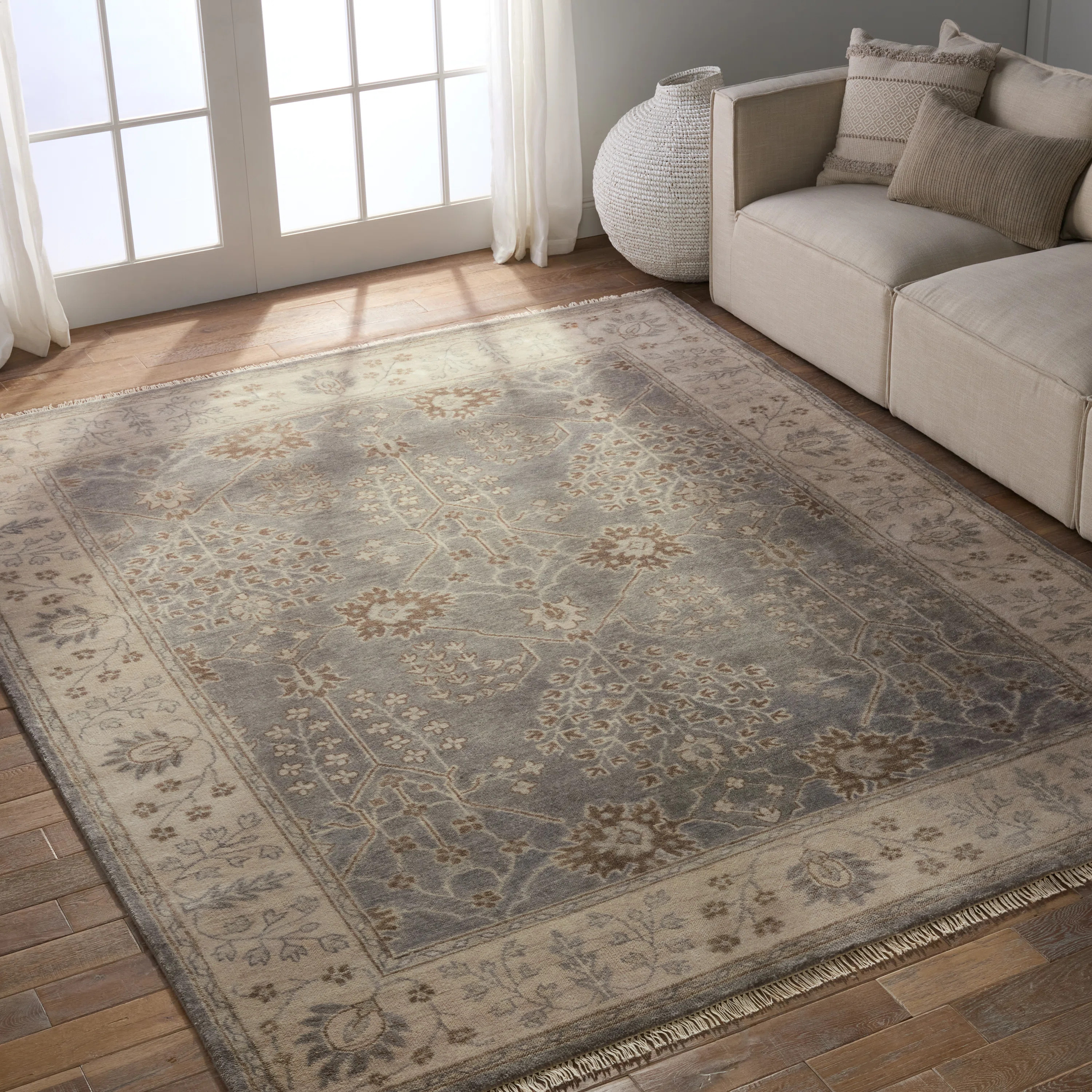 Oriental Hand-Knotted Wool Gray Area Rug | Wayfair North America