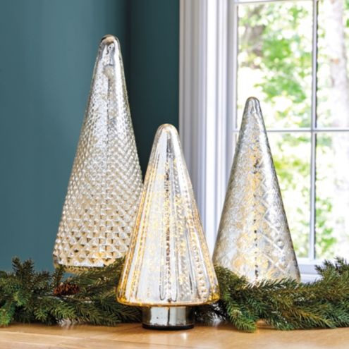 Lit Mercury Glass Trees with LED Lights & Handmade Antique Finish | Ballard Designs, Inc.