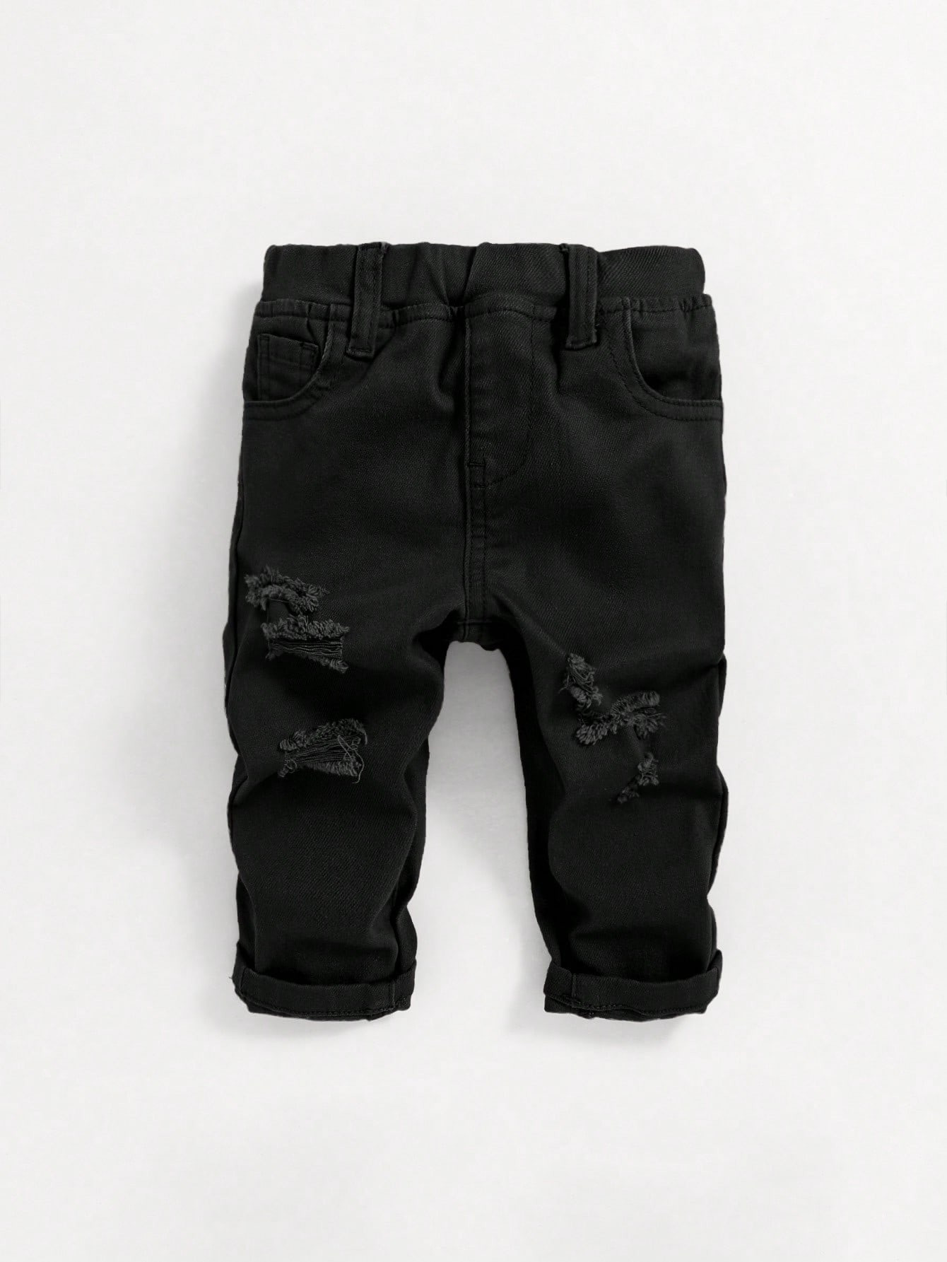 SHEIN Boys Baby Solid Ripped Jeans | SHEIN