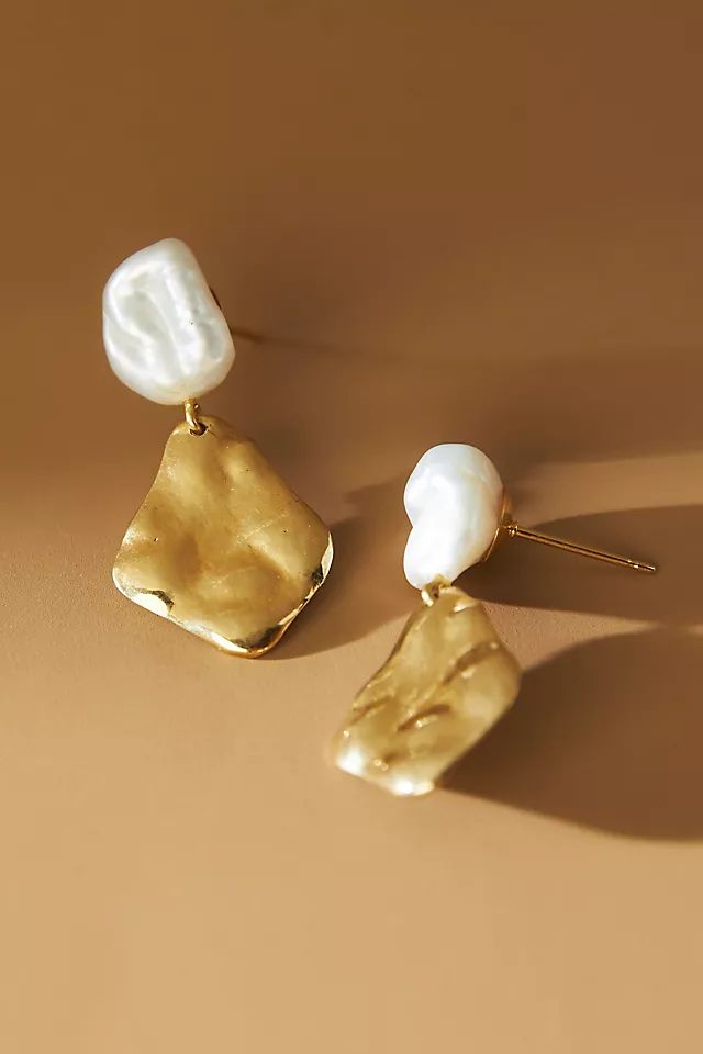 Chan Luu White Pearl & Gold Drop Earrings | Anthropologie (US)