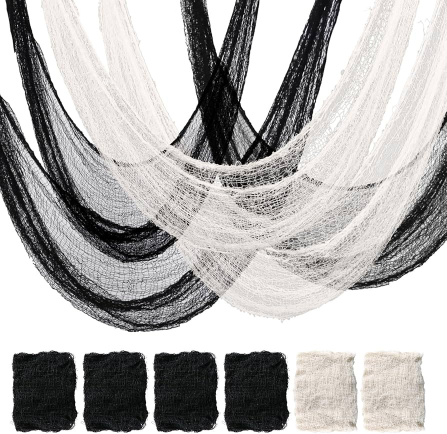 6 Pack Halloween Creepy Cloth (30 x 72 Inch), Halloween Gauze (4 Black + 2 White), Creepy Gauze F... | Amazon (US)