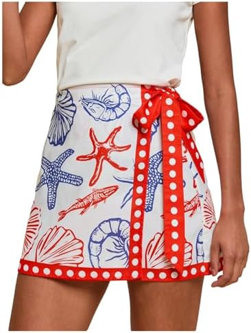MAKEMECHIC Women's Summer Boho Wrap Mini Skirt Beach Vacation Short Skirts | Amazon (US)