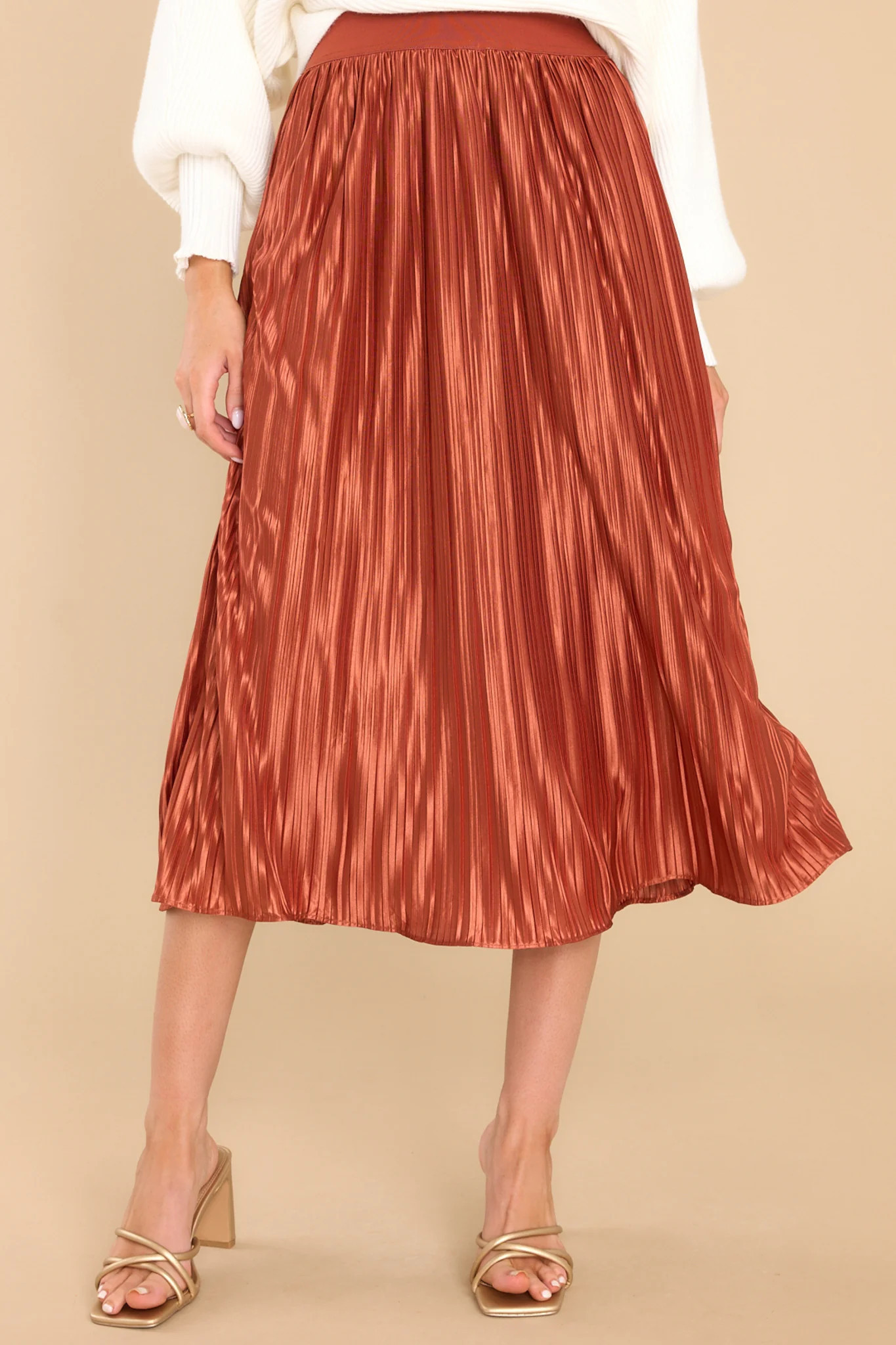Try And Try Again Golden Orange Midi Skirt | Red Dress 