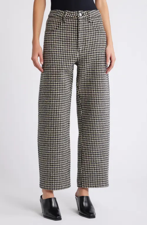 FRAME The Tweed Barrel Leg Pants in Houndstooth at Nordstrom, Size 27 | Nordstrom
