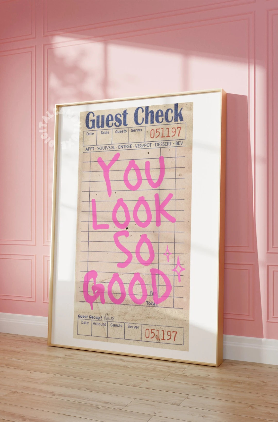 Guest Check Print Trendy Wall Art Guest Check Poster Retro - Etsy | Etsy (US)