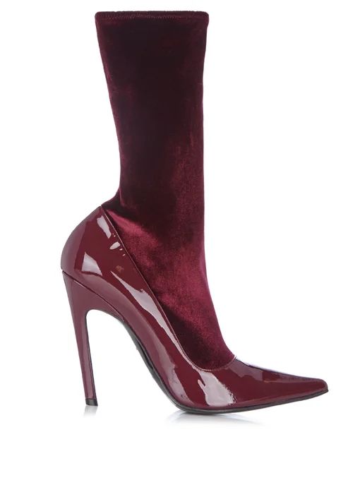 Boudoir velvet and leather ankle boots | Balenciaga | Matches (US)