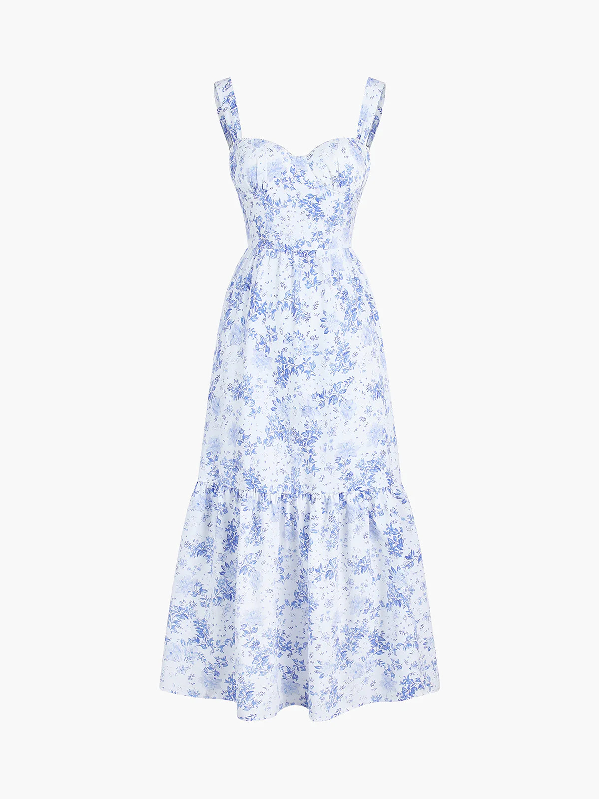 Forget Me Not Floral Pockets Zippered Long Dress | Commense