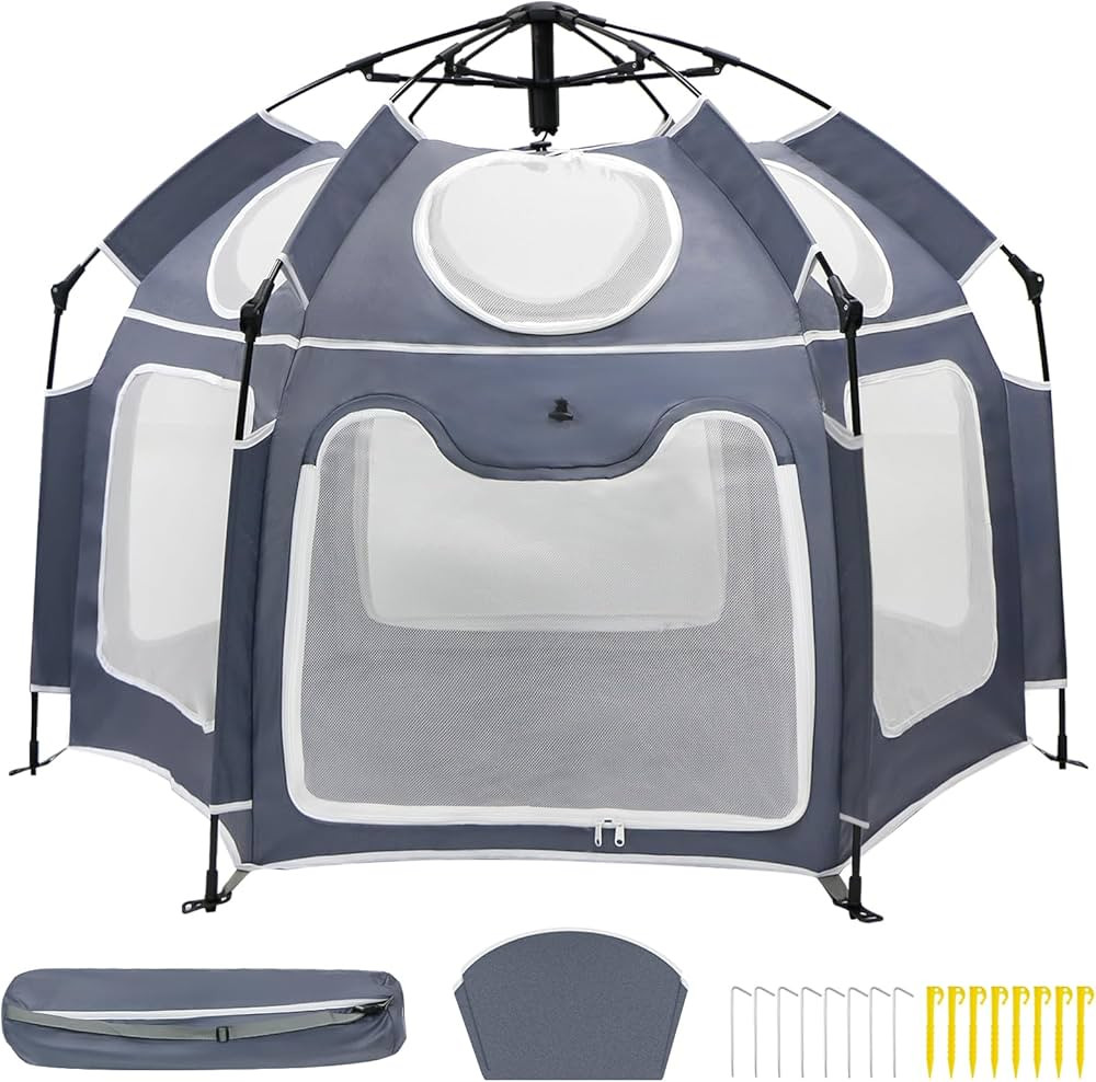 Baby Playpen with UV Canopy, Portable 1-Click Set Up Baby Tent, Toddler Play Yard for Indoor, Out... | Amazon (US)