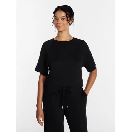 Joyspun Women's French Terry Knit Sleep Top with Short Sleeves, Sizes XS-3X | Walmart (US)