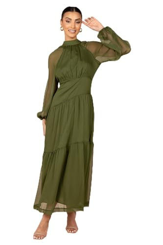 Petal & Pup Women's Julip Sheer Long Sleeve Maxi Dress, Olive | Amazon (US)