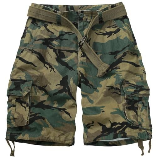 TRGPSG Men's Camo Multi-Pocket Relaxed Fit Casual Shorts, Outdoor Camouflage Twill Cargo Shorts 11" Inseam(No Belt) 6806 A Camo 36 | Amazon (US)