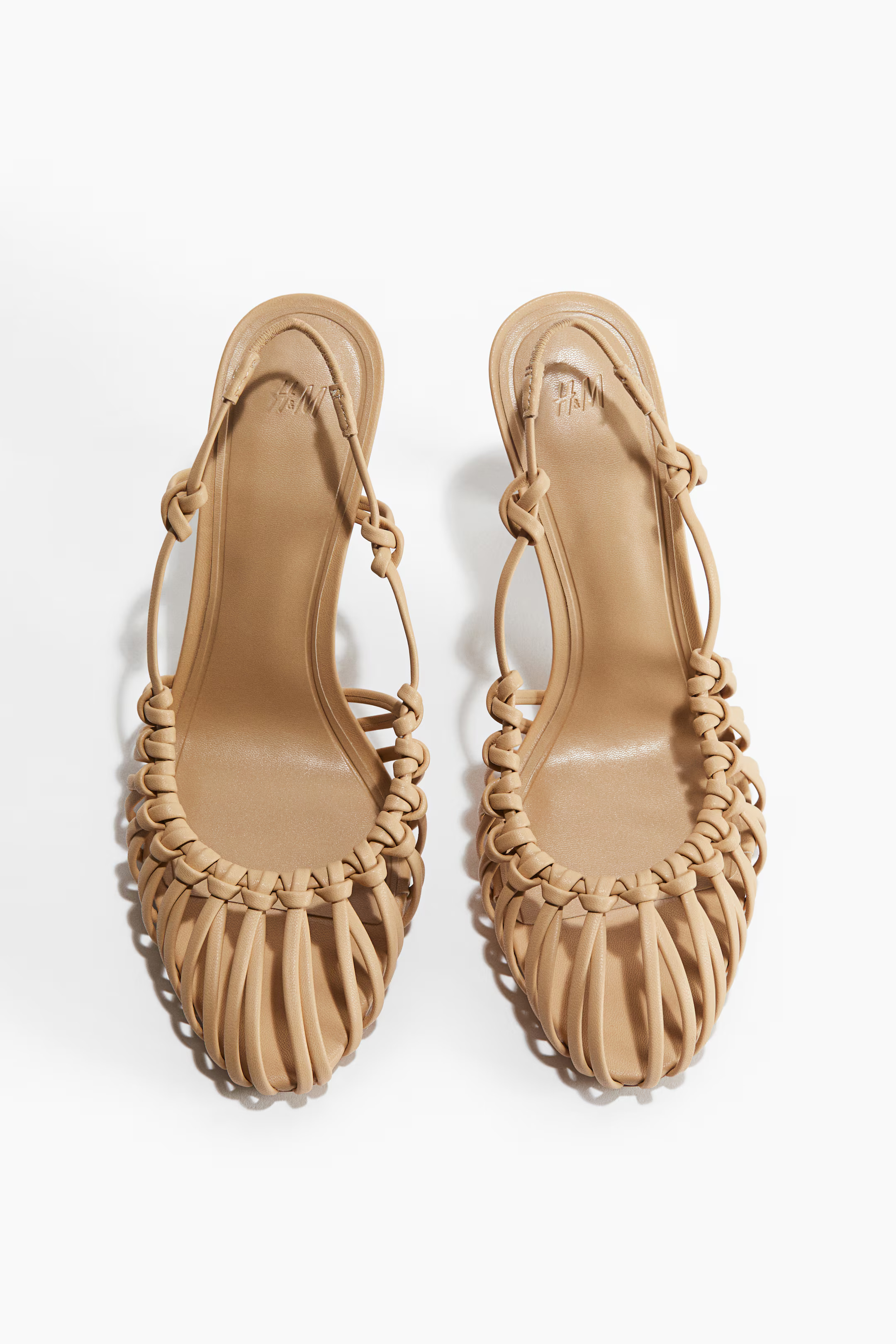 Knotted heeled slingbacks - Beige - Ladies | H&M GB | H&M (UK, MY, IN, SG, PH, TW, HK)
