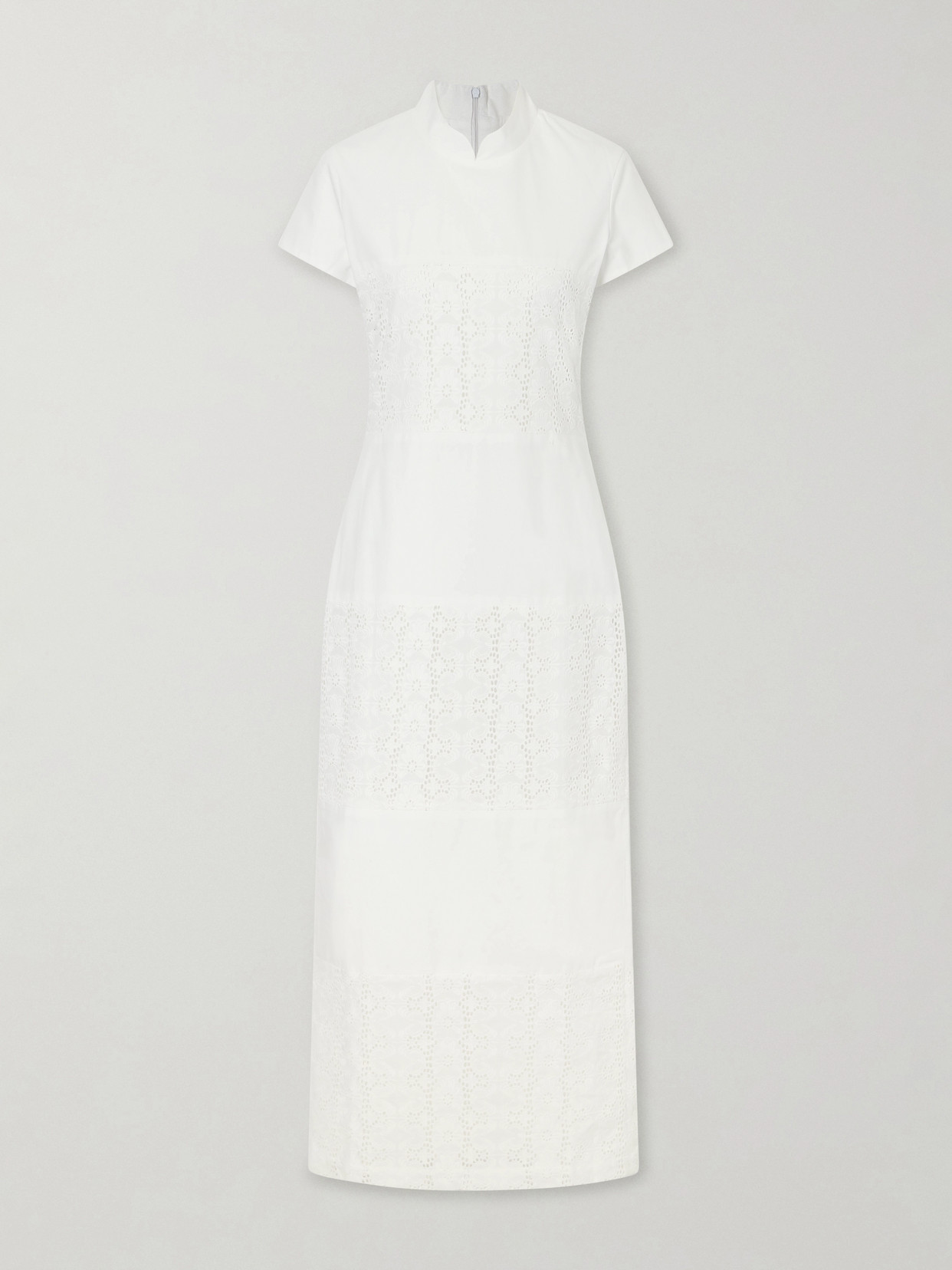 DESTREE - Clelia Paneled Broderie Anglaise-trimmed Cotton-poplin Midi Dress - White | NET-A-PORTER (US)
