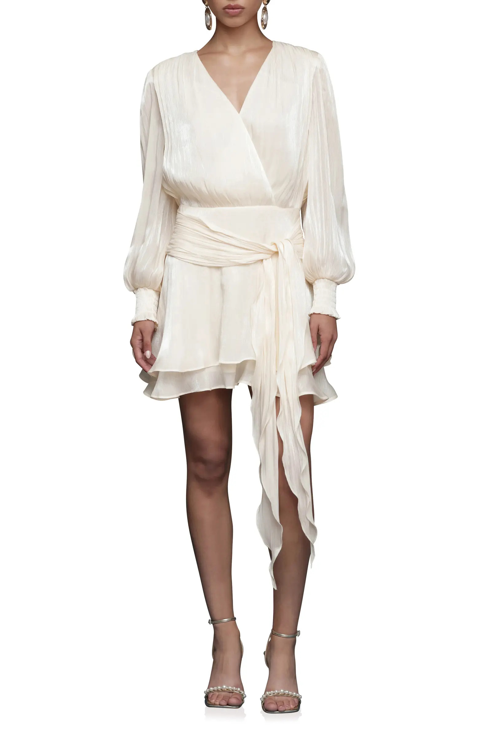 Long Sleeve Faux Wrap Minidress | Nordstrom