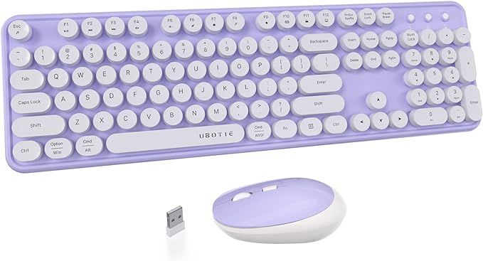 UBOTIE Colorful Computer Wireless Keyboards Mouse Combo, Typewriter Flexible Keys Office Full-Siz... | Amazon (US)