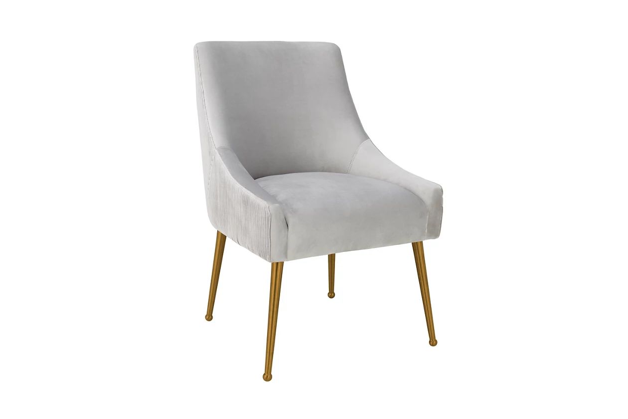 Beatrix Pleated Light Gray Velvet Side Chair | Ashley Homestore