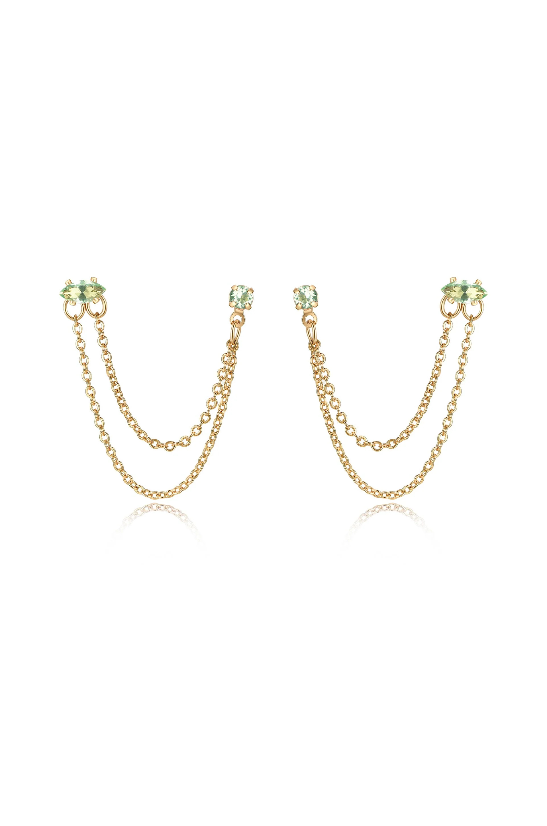 Double Piercing Chain Dangle Earrings | Ettika