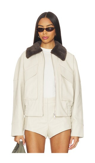 x REVOLVE Chappell Jacket With Faux Fur Collar in Bone | Revolve Clothing (Global)
