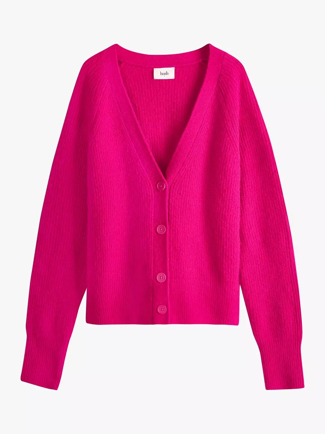 hush Riva Rib Cardigan, Magenta | John Lewis (UK)