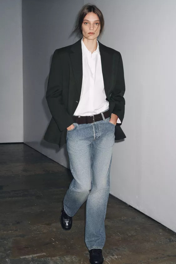 ZW COLLECTION MID-RISE STRAIGHT LEG STRIPE JEANS | Zara US