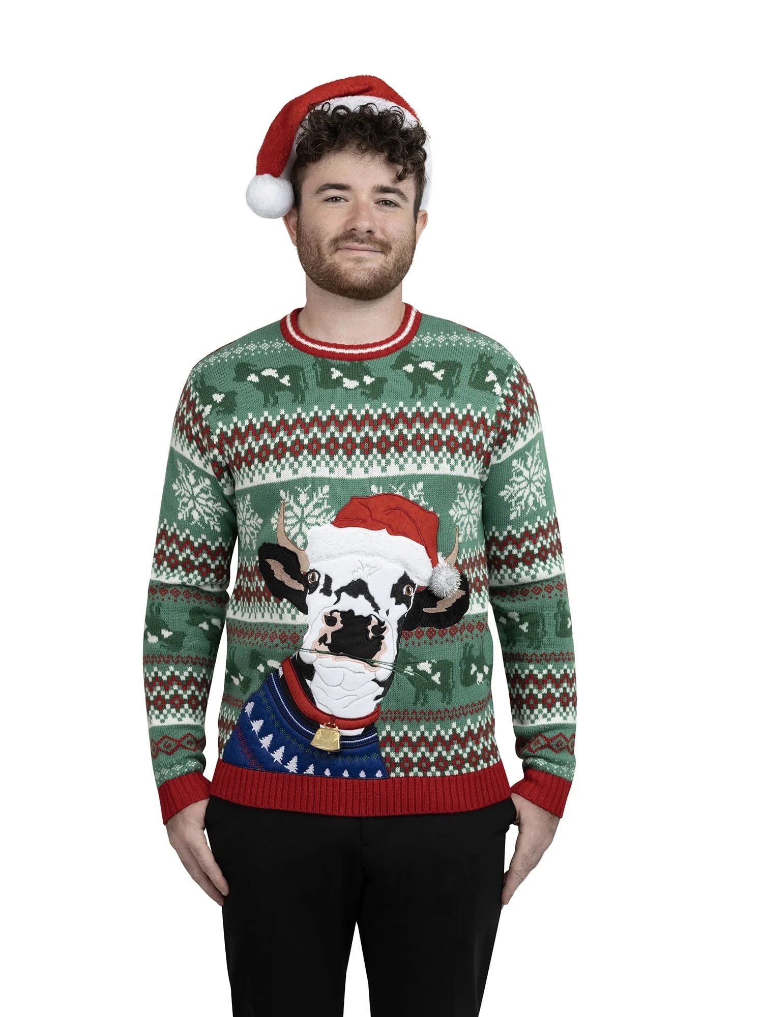 Jollidays Men's Cow Ugly Christmas Sweater, Sizes S-2XL | Walmart (US)
