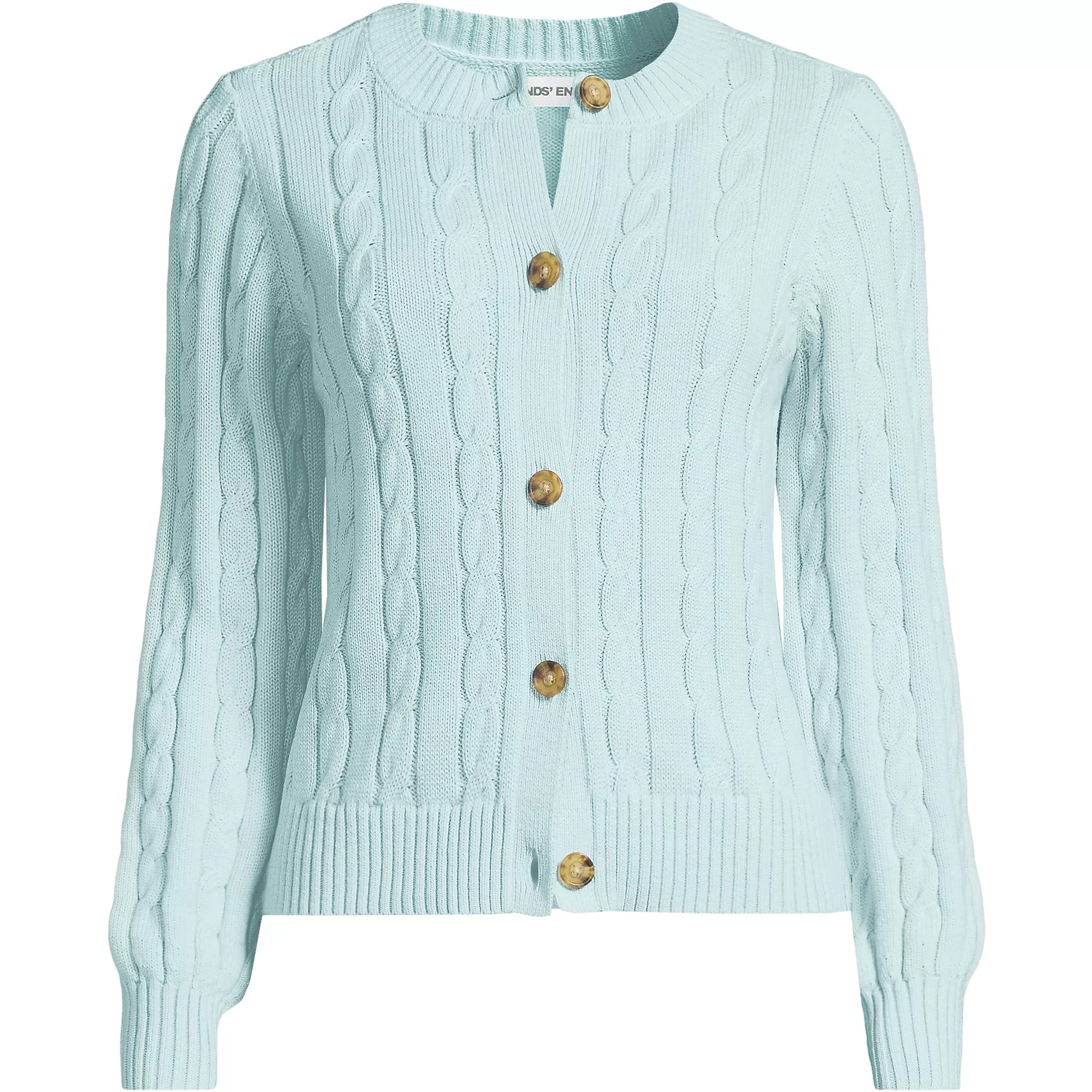 Women's Drifter Classic Cable Crew Neck Cardigan Sweater | Lands' End (US)