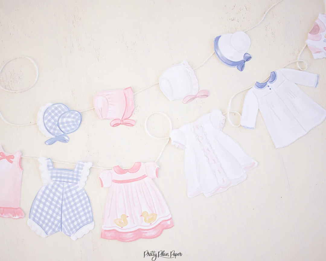 Baby Shower Banner or Baby Doll Party Banner | Vintage Baby Doll Dresses & Bonnets | Party Banner... | Etsy (US)