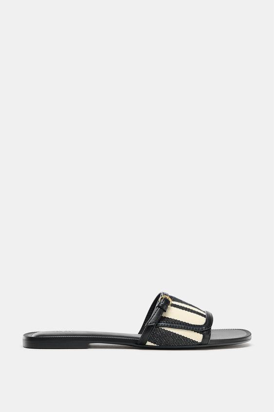 PRINTED FLAT BUCKLE SANDALS | Zara US