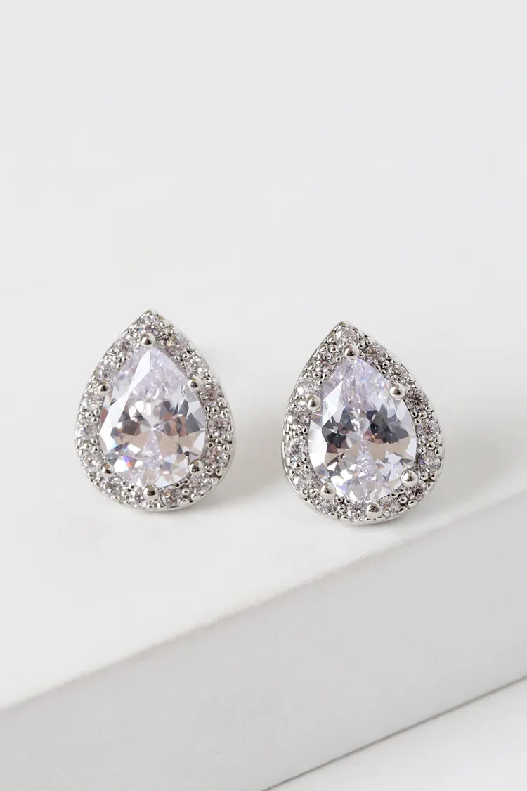 Grateful for the Gleam Silver Rhinestone Earrings | Lulus