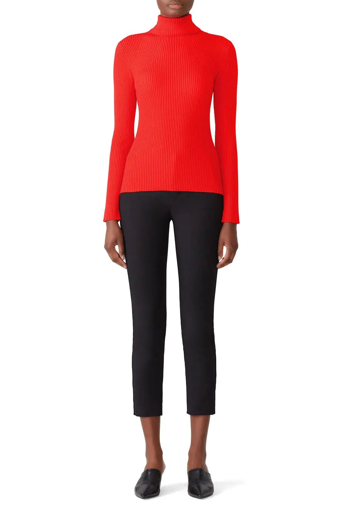 3.1 Phillip Lim Red Ribbed Turtleneck | Rent the Runway