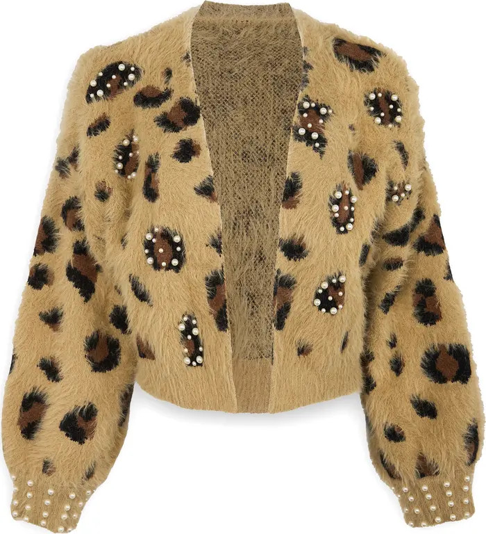 SAACHI Leopard Spot Embellished Cardigan | Nordstromrack | Nordstrom Rack