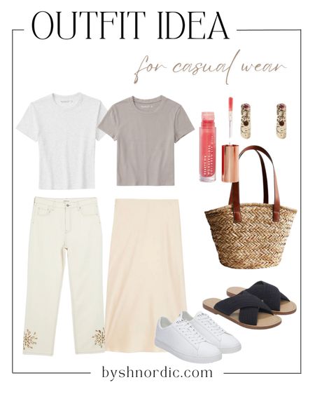 Simple everyday outfit: White and gray tees, white pants, skirts, woven hand bag and more!

#casualstyle #ukfashion #outfitinspo #beautyfaves #capsulewardrobe

#LTKbeauty #LTKstyletip #LTKFind