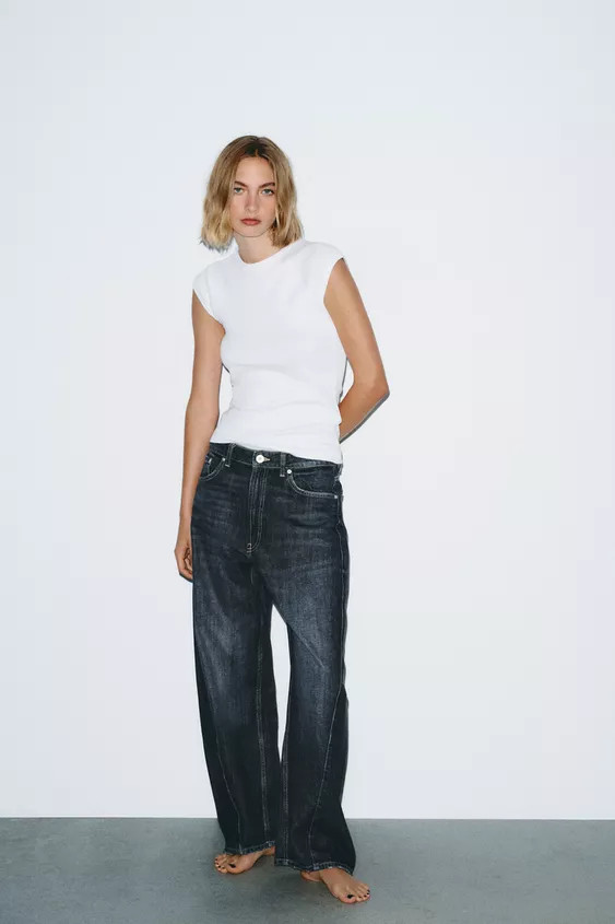 TRF BAGGY BARREL MID-WAIST JEANS | Zara UK