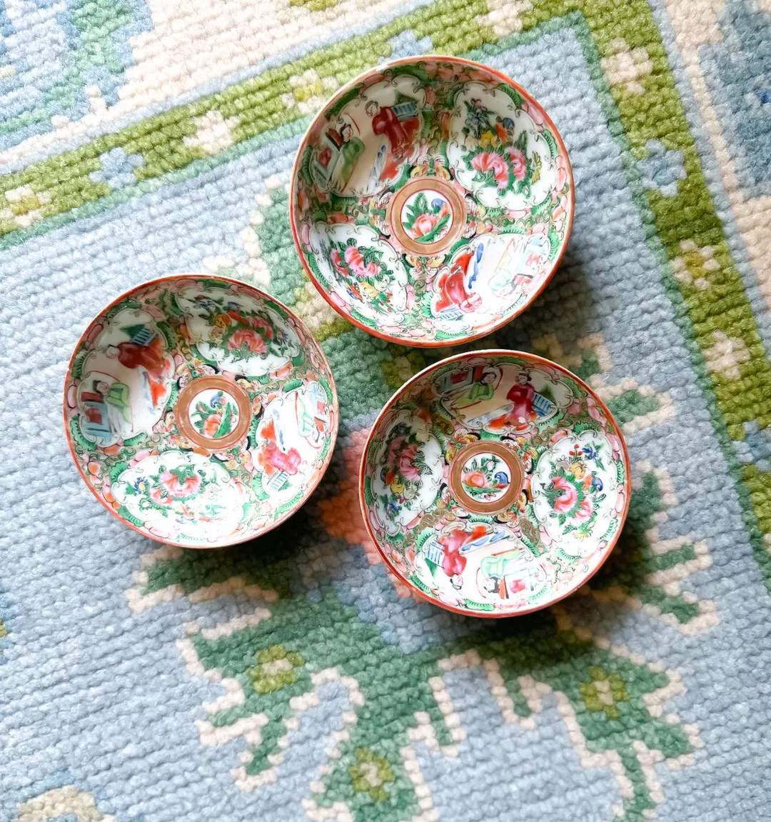 Antique Rose Medallion Trinket Dishes 4.25” - Grandmillennial home decor vintage decor rose med... | Etsy (US)