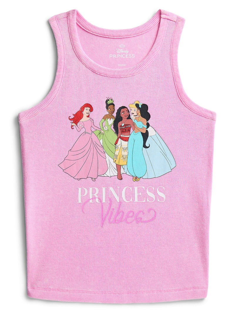Disney Princess Girls Princess Vibes Mineral Wash Graphic Tank Top, Sizes 4-16 | Walmart (US)