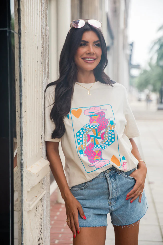 Queen of Country Ivory Oversized Graphic Tee | Pink Lily