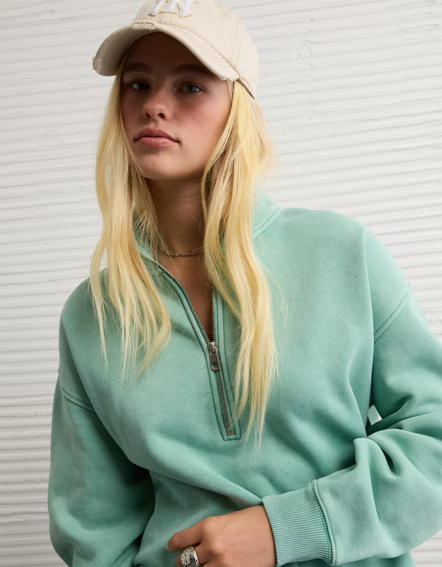 AE Everyday Luxe Quarter-Zip Sweatshirt | American Eagle Outfitters (US & CA)